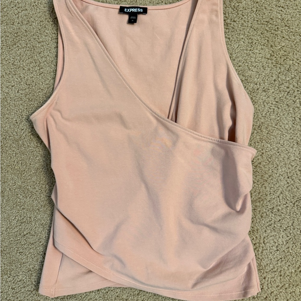 Express Women's Pink Wrap Top